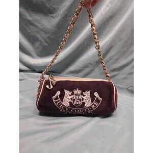 Vintage Juicy Couture Terry Dog Purple Pink Suede Barrel Bag